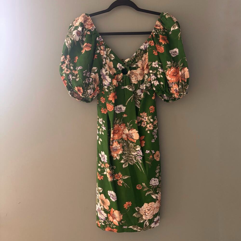 Sim & Sam Green Floral Off Shoulder Mini Dress